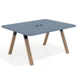 Mesa de oficina doble UvePro fondo 126, cantos redondeados, estructura negra/madera