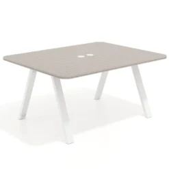 Mesa de oficina doble UvePro fondo 126, cantos redondeados, estructura blanca