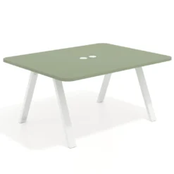 Mesa de oficina doble UvePro fondo 126, cantos redondeados, estructura blanca