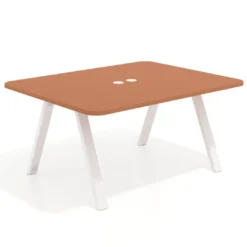 Mesa de oficina doble UvePro fondo 126, cantos redondeados, estructura blanca