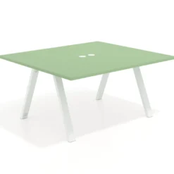 Mesa de oficina doble UvePro fondo 142, cantos rectos, estructura blanca