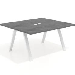 Mesa de oficina doble UvePro fondo 142, cantos rectos, estructura blanca
