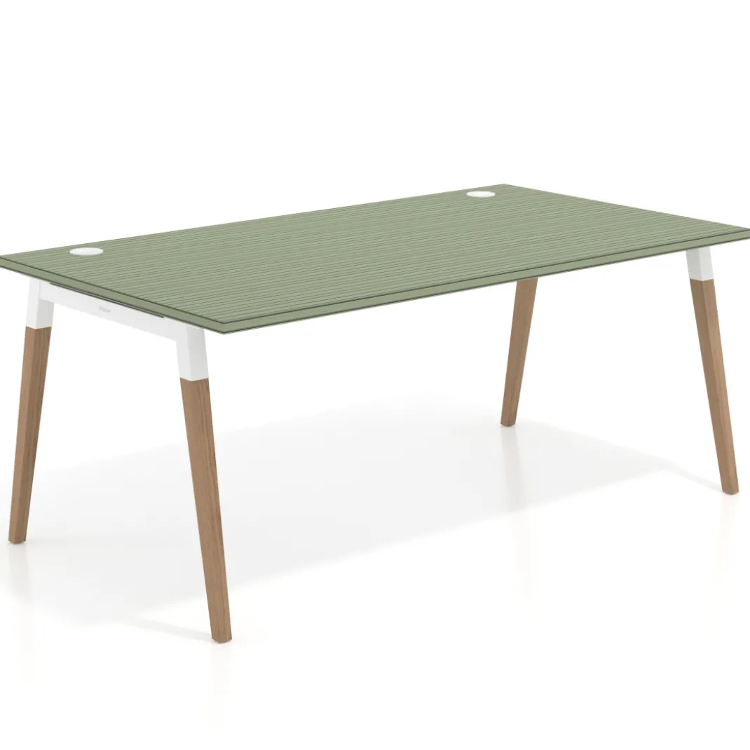 Mesa de oficina ejecutiva Arki, patas de madera, fondo 100cm