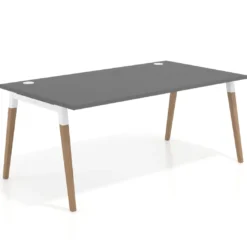 Mesa de oficina ejecutiva Arki, patas de madera, fondo 100cm