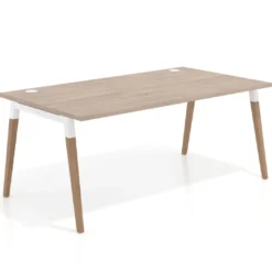 Mesa de oficina ejecutiva Arki, patas de madera, fondo 100cm