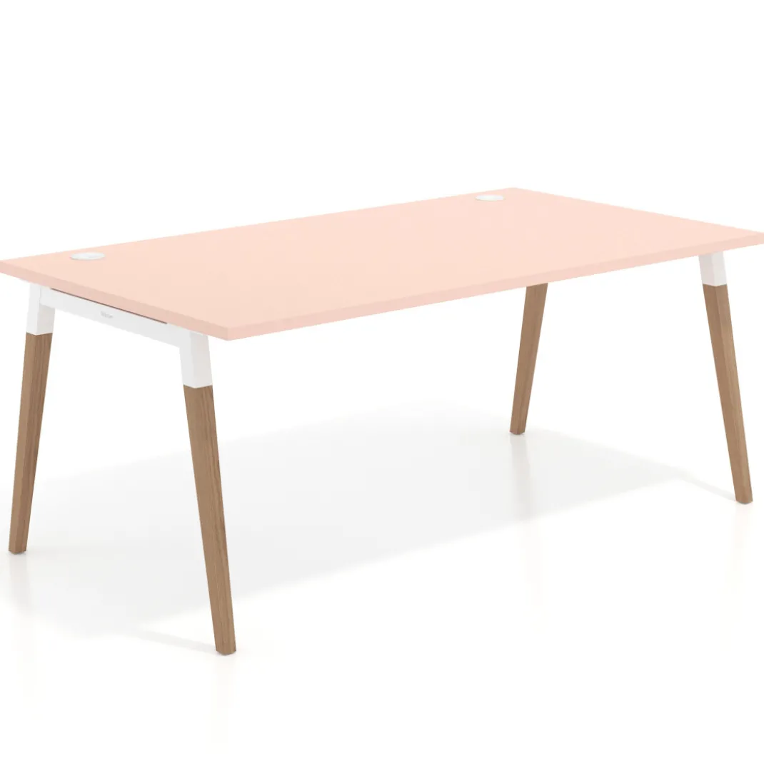 Mesa de oficina ejecutiva Arki, patas de madera, fondo 100cm
