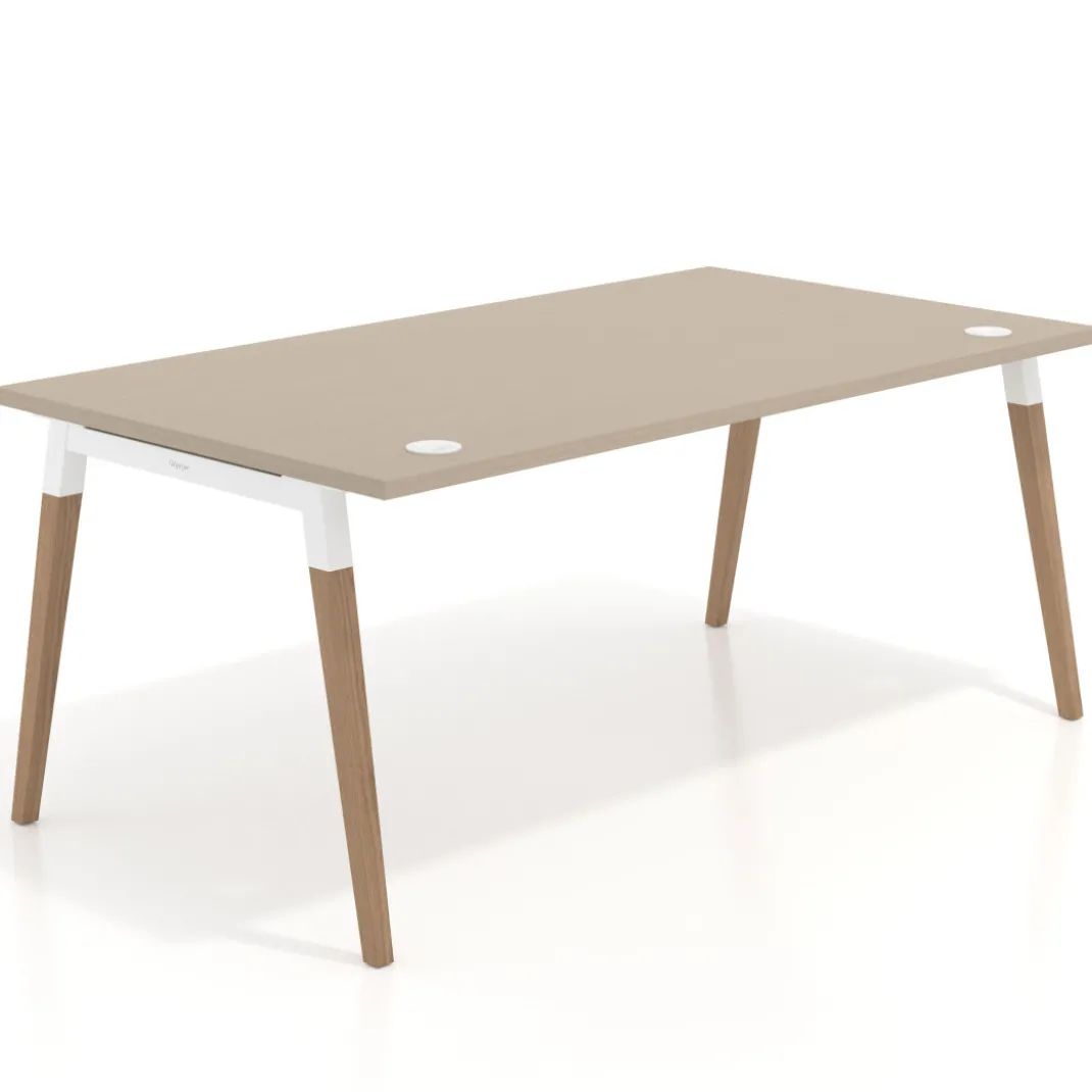 Mesa de oficina ejecutiva Arki, patas de madera, fondo 100cm