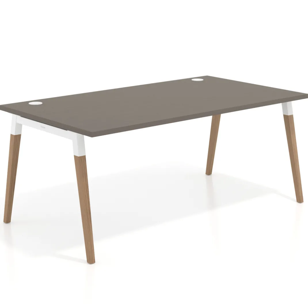 Mesa de oficina ejecutiva Arki, patas de madera, fondo 100cm