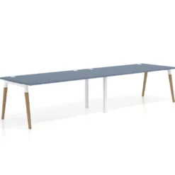Mesa de oficina en continuidad Arki doble, patas de madera, fondo 100cm
