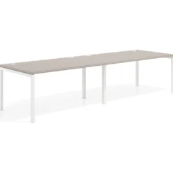 Mesa de oficina en continuidad progresiva doble Kube, fondo 100cm, estructura blanca