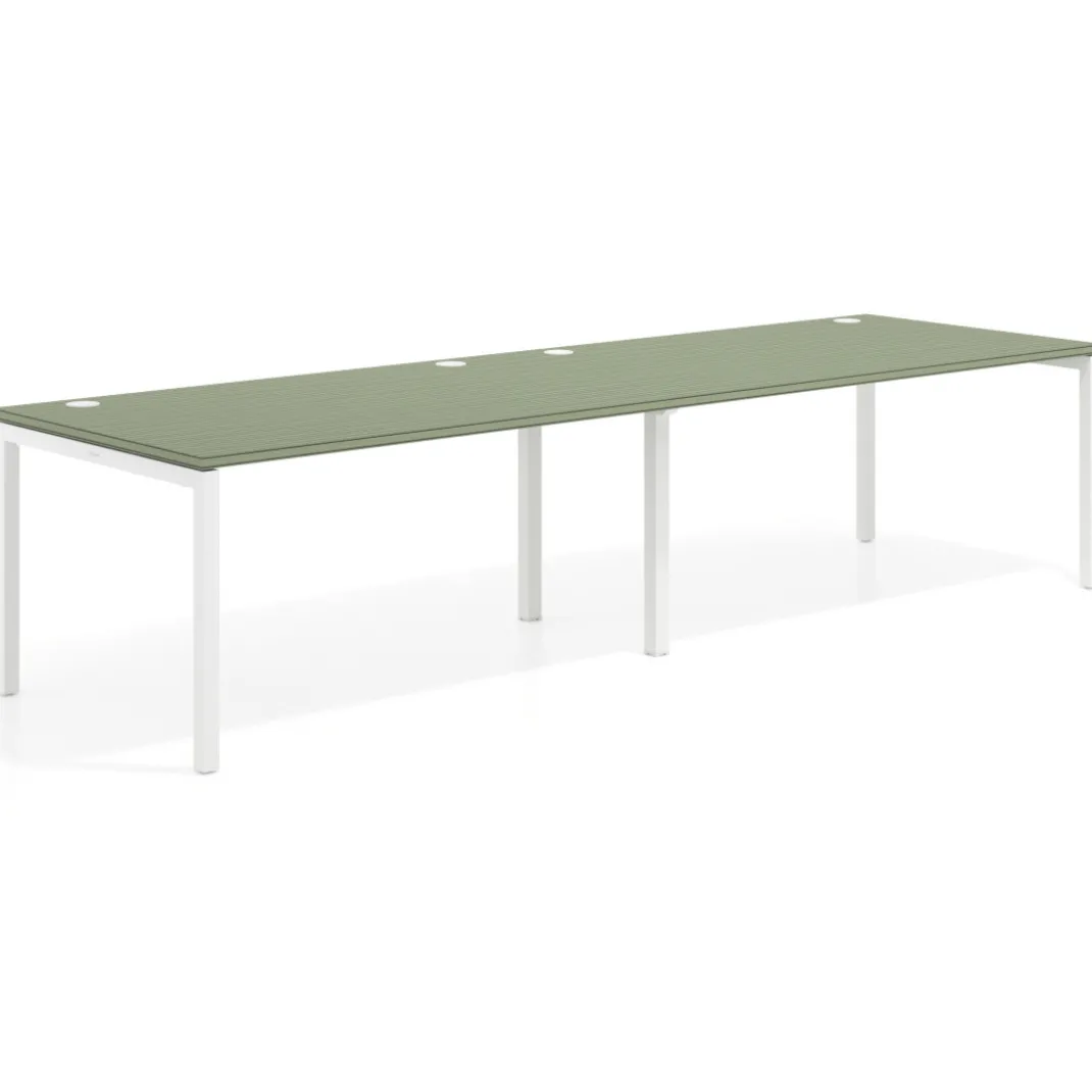 Mesa de oficina en continuidad progresiva doble Kube, fondo 100cm, estructura blanca