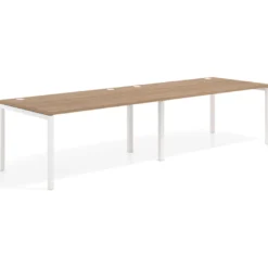 Mesa de oficina en continuidad progresiva doble Kube, fondo 100cm, estructura blanca