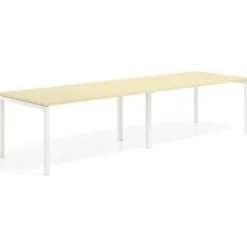 Mesa de oficina en continuidad progresiva doble Kube, fondo 100cm, estructura blanca