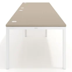 Mesa de oficina en continuidad progresiva doble Kube, fondo 100cm, estructura blanca