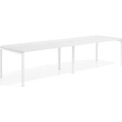 Mesa de oficina en continuidad progresiva doble Kube, fondo 100cm, estructura blanca
