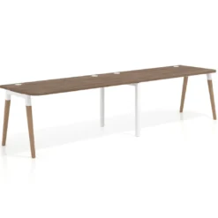 Mesa de oficina en continuidad Arki doble con bordes redondeados, fondo 80cm
