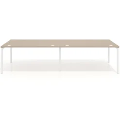 Mesa de oficina en continuidad progresiva doble Kube, fondo 100cm, estructura blanca