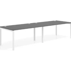 Mesa de oficina en continuidad progresiva doble Kube, fondo 100cm, estructura blanca