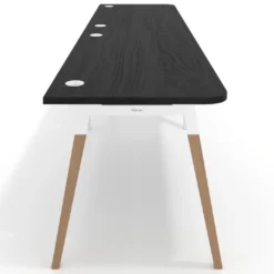 Mesa de oficina en continuidad Arki doble con bordes redondeados, fondo 80cm