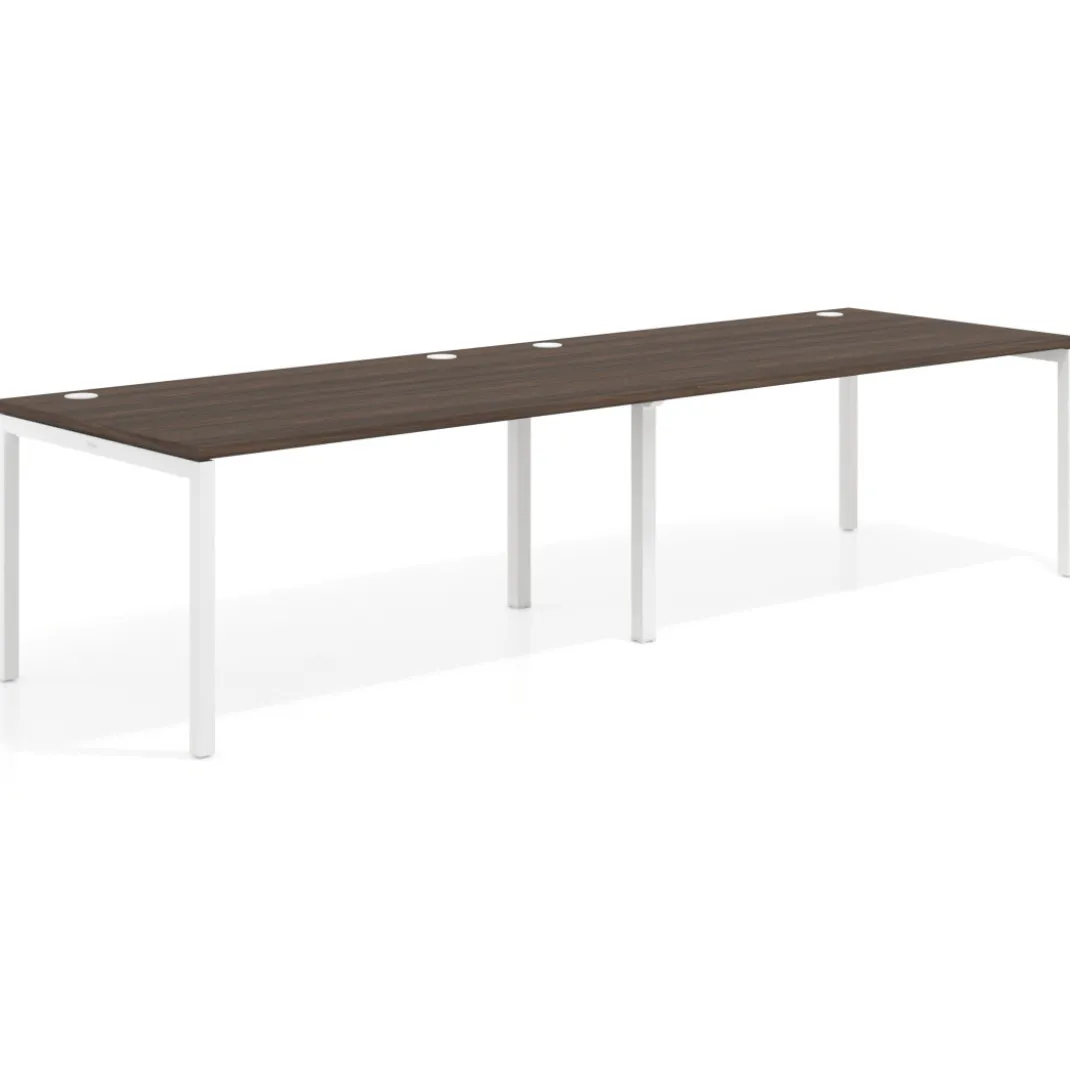 Mesa de oficina en continuidad progresiva doble Kube, fondo 100cm, estructura blanca