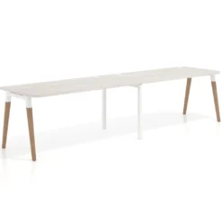 Mesa de oficina en continuidad Arki doble con bordes redondeados, fondo 80cm