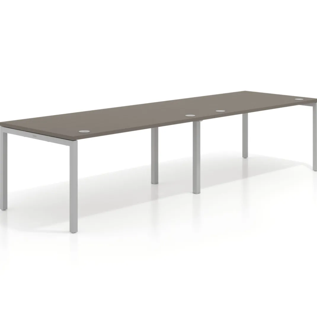 Mesa de oficina en continuidad progresiva doble Kube, fondo 100cm, estructura aluminio