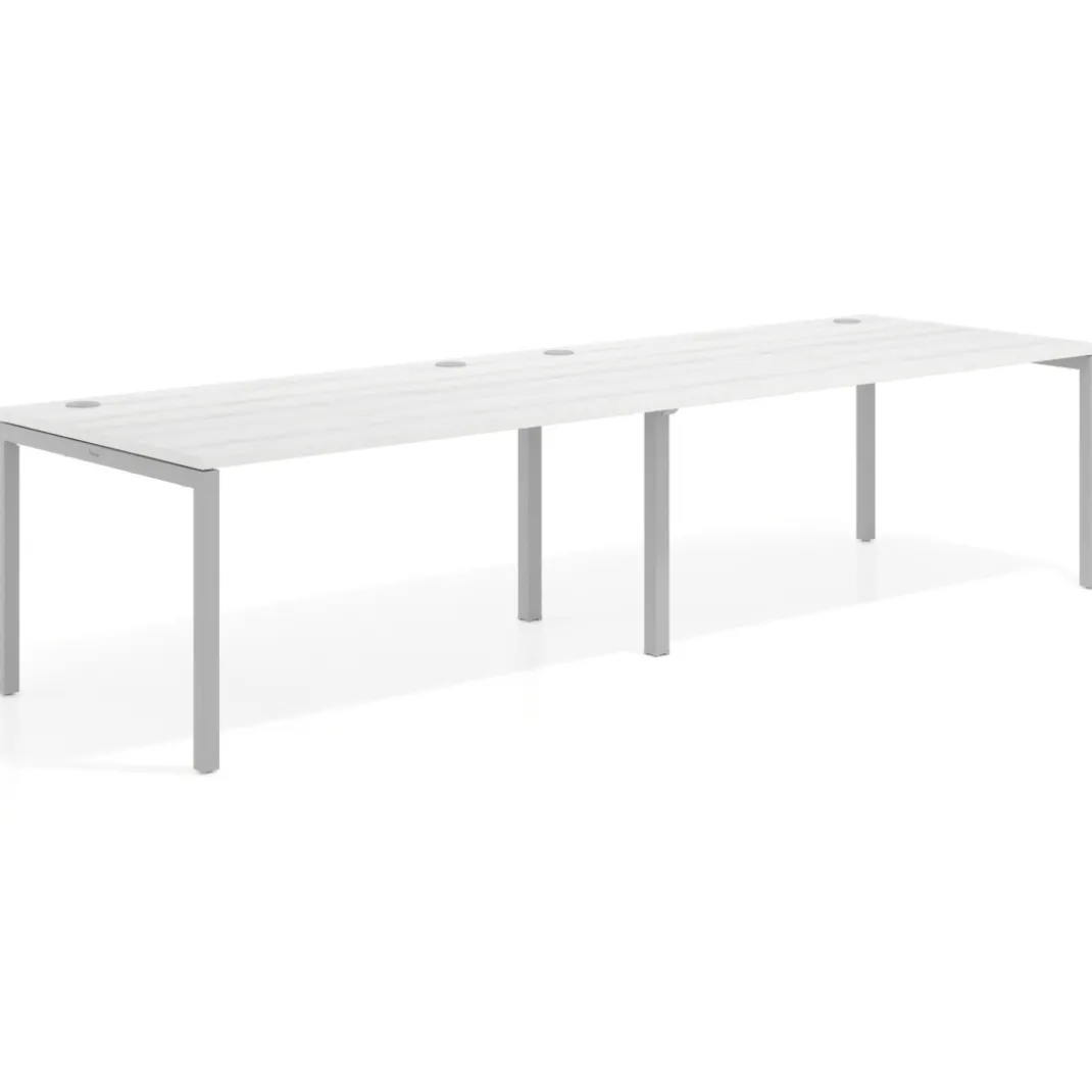 Mesa de oficina en continuidad progresiva doble Kube, fondo 100cm, estructura aluminio
