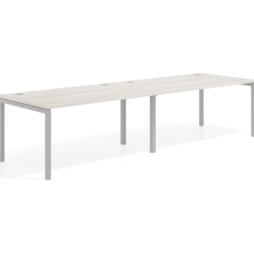 Mesa de oficina en continuidad progresiva doble Kube, fondo 100cm, estructura aluminio