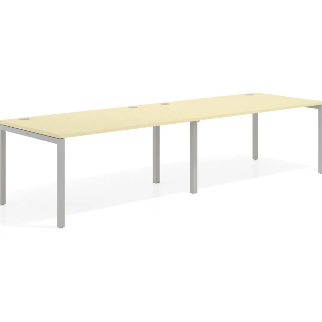 Mesa de oficina en continuidad progresiva doble Kube, fondo 100cm, estructura aluminio