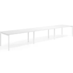 Mesa de oficina en continuidad progresiva triple Kube, fondo 100cm, estructura blanca
