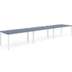 Mesa de oficina en continuidad progresiva triple Kube, fondo 100cm, estructura blanca