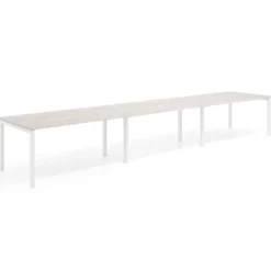 Mesa de oficina en continuidad progresiva triple Kube, fondo 100cm, estructura blanca