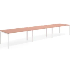 Mesa de oficina en continuidad progresiva triple Kube, fondo 100cm, estructura blanca