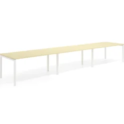 Mesa de oficina en continuidad progresiva triple Kube, fondo 100cm, estructura blanca
