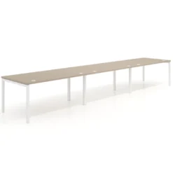 Mesa de oficina en continuidad progresiva triple Kube, fondo 100cm, estructura blanca