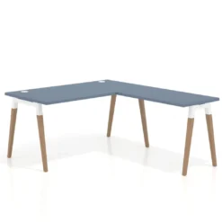 Mesa de oficina en L Arki fondo 80cm con ala, patas de madera