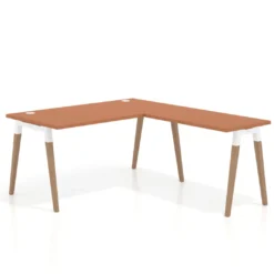 Mesa de oficina en L Arki fondo 80cm con ala, patas de madera