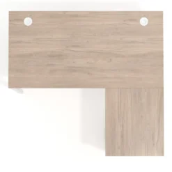 Mesa de oficina en L con cajones Kube fondo 80, ala corta, frontales melamina, estructura blanca