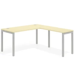Mesa de oficina en L Kube fondo 68cm con ala estrecha, estructura aluminio