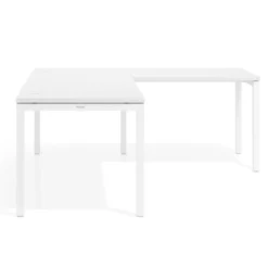Mesa de oficina en L Kube fondo 80cm con ala, estructura blanca