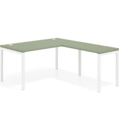Mesa de oficina en L Kube fondo 80cm con ala, estructura blanca