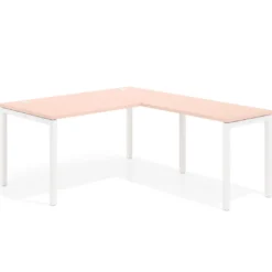 Mesa de oficina en L Kube fondo 80cm con ala, estructura blanca