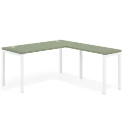 Mesa de oficina en L Kube fondo 68cm con ala estrecha, estructura blanco