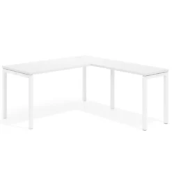 Mesa de oficina en L Kube fondo 68cm con ala estrecha, estructura blanco