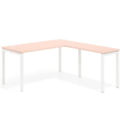 Mesa de oficina en L Kube fondo 68cm con ala estrecha, estructura blanco