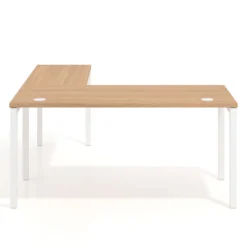 Mesa de oficina en L Kube fondo 68cm con ala estrecha, estructura blanco