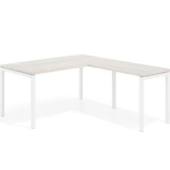 Mesa de oficina en L Kube fondo 80cm con ala, estructura blanca