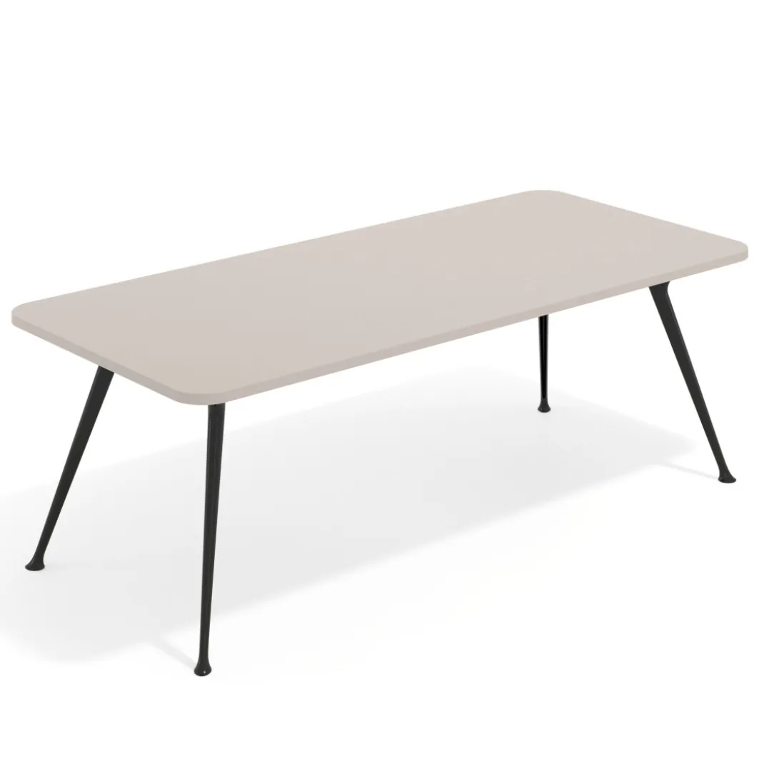 Mesa de oficina gran formato Tekno, fondo 100, patas aluminio inyectado, estructura negra