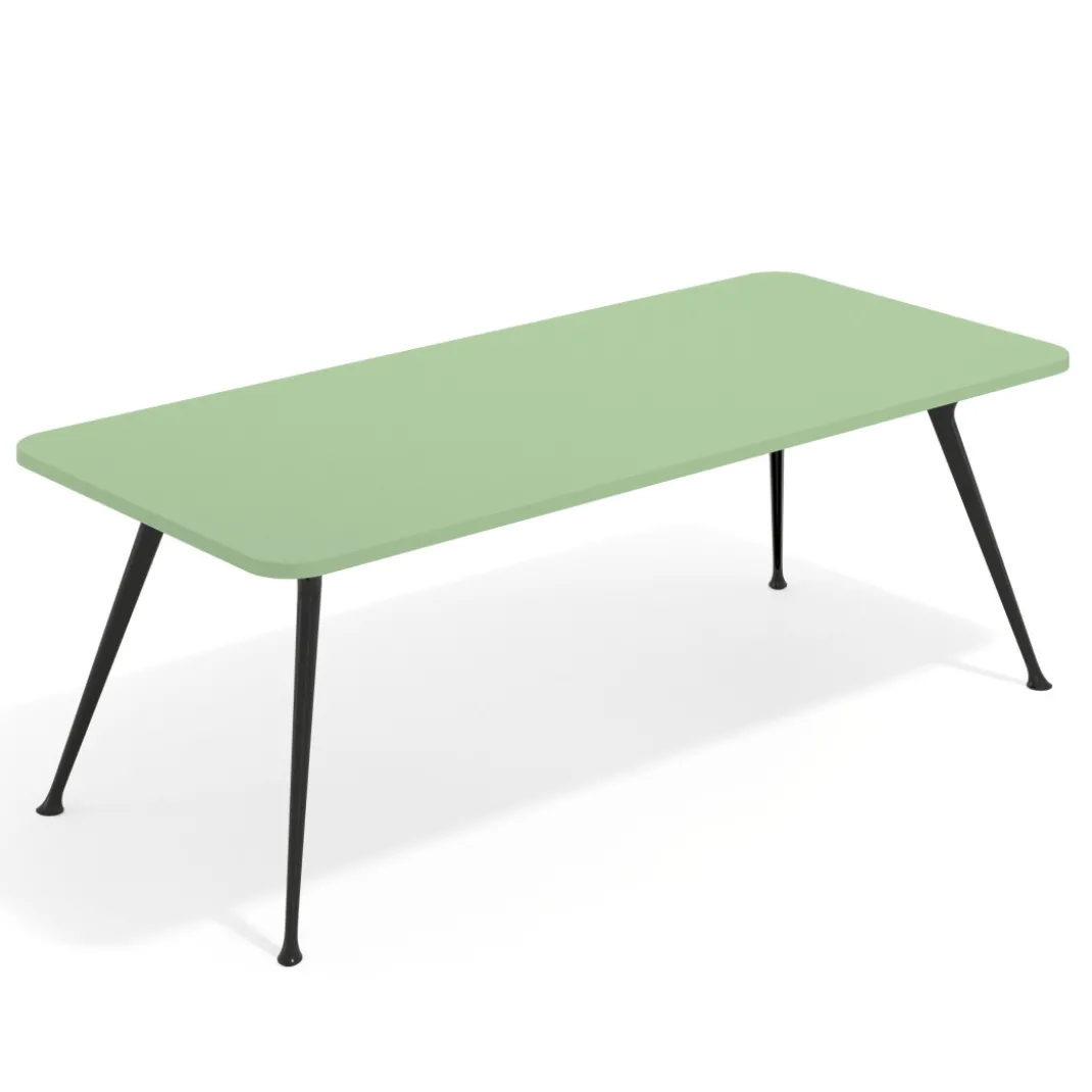 Mesa de oficina gran formato Tekno, fondo 100, patas aluminio inyectado, estructura negra