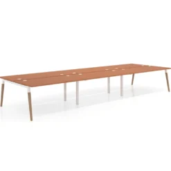 Mesa de oficina multipuesto Arki triple, fondo 166 cm, sobre recto